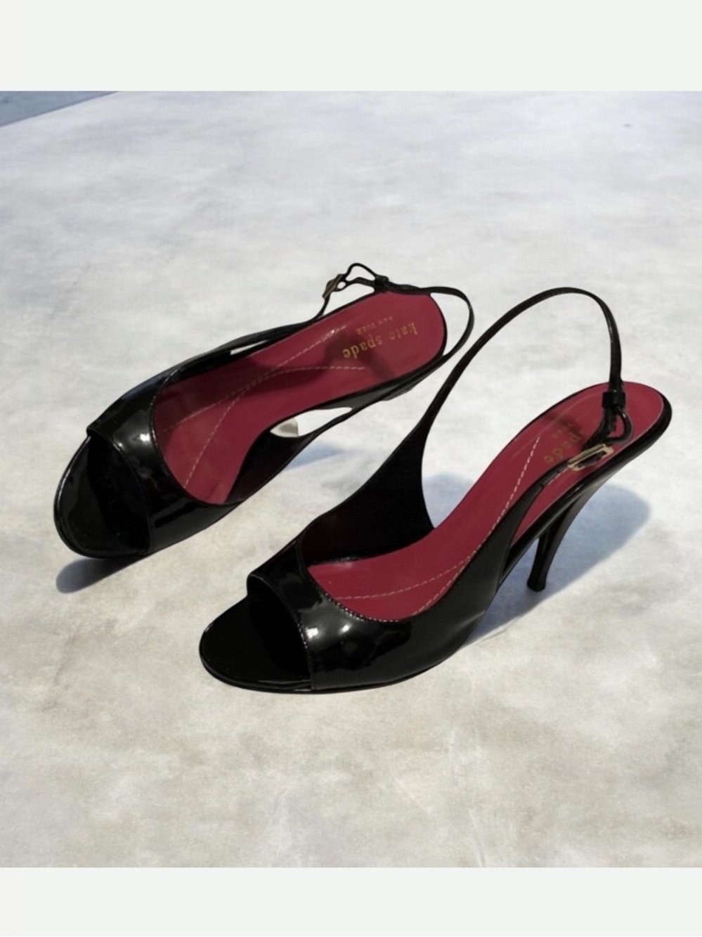 Kate Spade Italian Made Black Patent Heel Pump Size 6 B